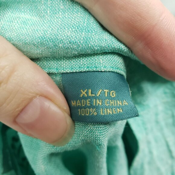 Tommy Bahama Relax Linen Teal Short Sleeve Casual Button Down Shirt XL - Picture 10 of 10